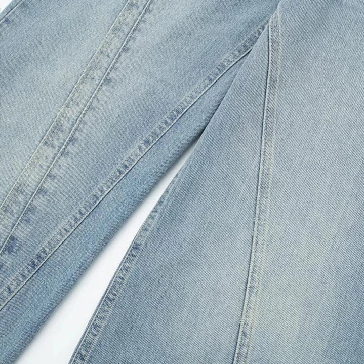 Blaue High-Waist-Jeans, Weit