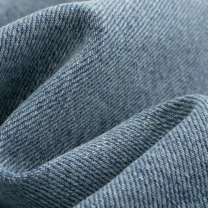 Blaue High-Waist-Jeans, Weit