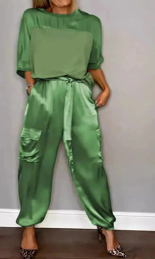 Satin Zweiteiler Set Damen
