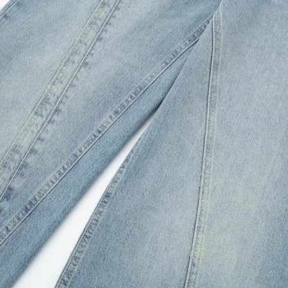Blaue High-Waist-Jeans, Weit