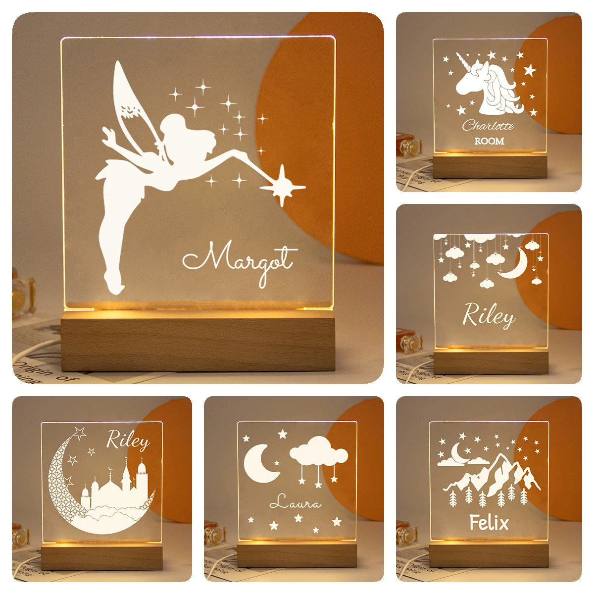 Personalisierte Nachtlampe LED USB Geschenk