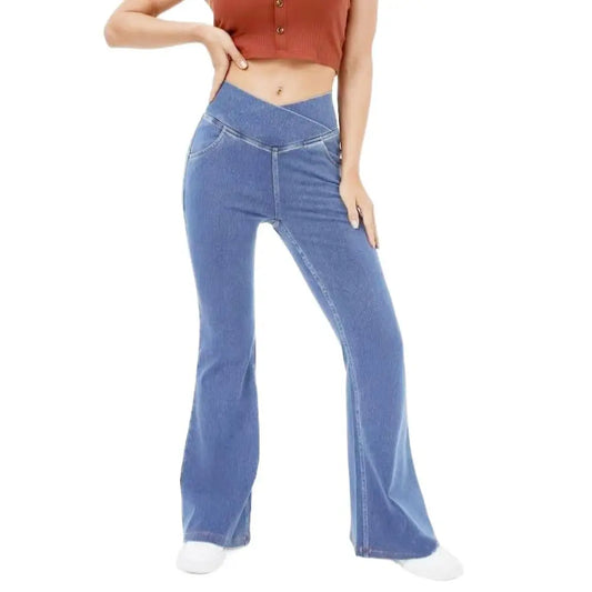 Hohe Taille Flare-Jeans Damen