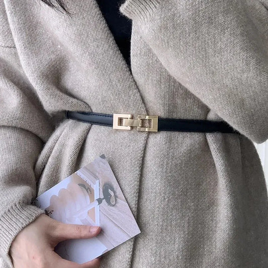 Modischer Damen Gürtel Verstellbar Dünn Leder